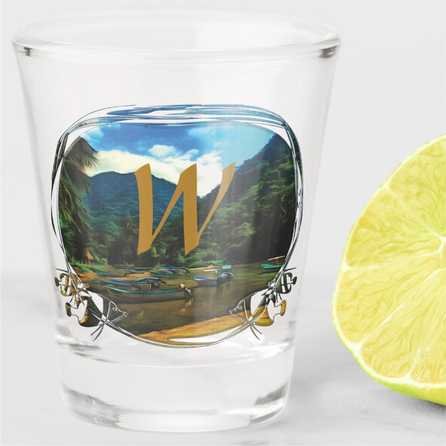 Verre A Shot Bateaux de pêche de la rivière Mismaloya 0344 (Créateur téléchargé)