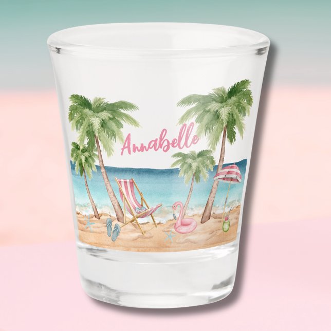 Verre A Shot Beach Girls Weekend Bachelorette Party (Watercolor Beach Shot Glass )