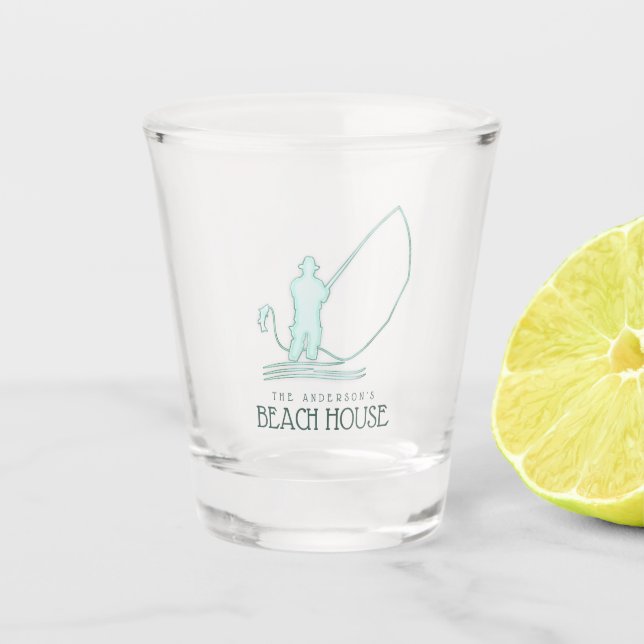 Verre A Shot Beach House Fisherman Aqua Blue ID623 (Devant)