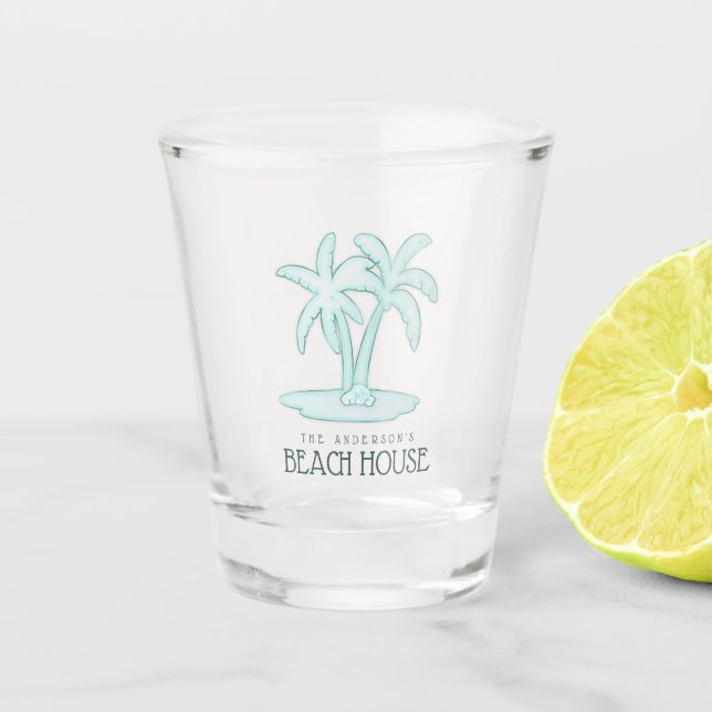 Verre A Shot Beach House Palm Trees Aqua Blue ID623 (Devant)