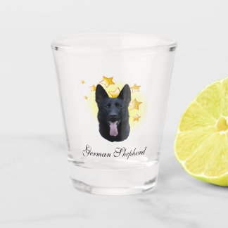 Verre A Shot Beau berger allemand noir est une étoile