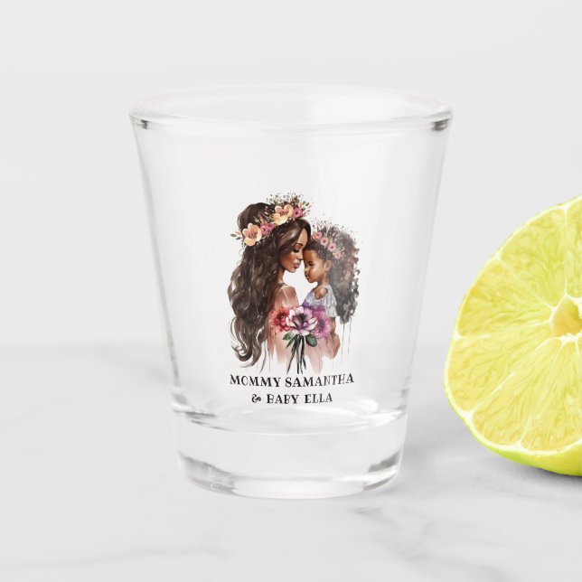Verre A Shot Belle maman et fille noire (Devant)