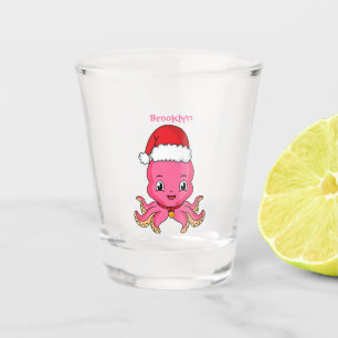 Verre A Shot Belle pieuvre joyeuse en casquette de Noël