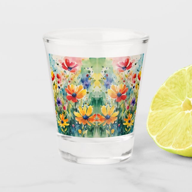 Verre A Shot Belles fleurs et Roses sucrés (Devant)