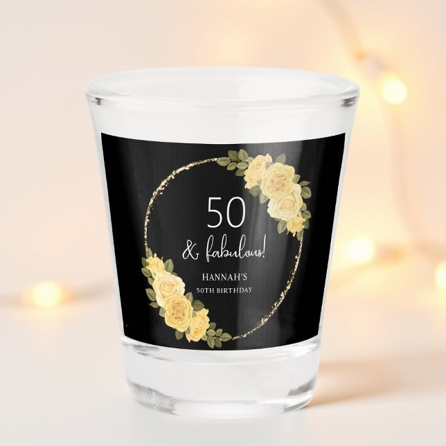 Verre A Shot Black | Floral or et jaune 50e anniversaire (Créateur téléchargé)
