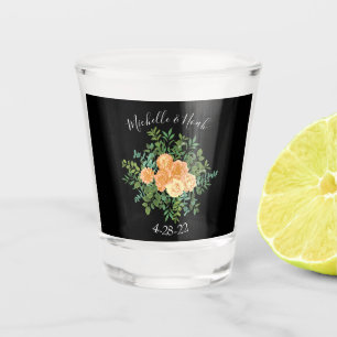 Verre A Shot Black & Peach Mariage Floral moderne