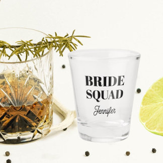 Verre A Shot Black Wedding Bride Squad Personalized