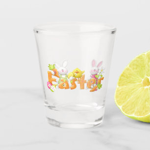 Verre A Shot Bleu de Pâques et texte drôle Shot Glass