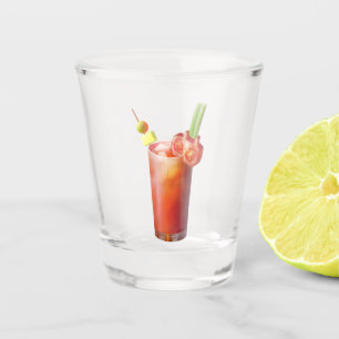Verre A Shot Bloody Mary fantaisiste : l'art surréaliste du coc