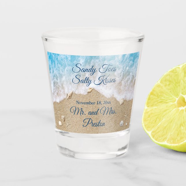 Verre A Shot Blue Beach Waves Sandy Tots Shot Glass (Devant)