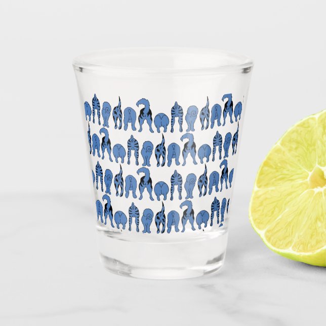 Verre A Shot Blue Dog Butts Pattern (Devant)