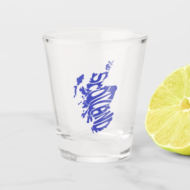 Verre A Shot Blue Scotland Silhouette Word Art (Devant)
