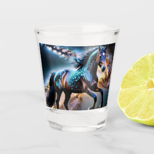 Verre A Shot Blue Stars Galaxy Horse