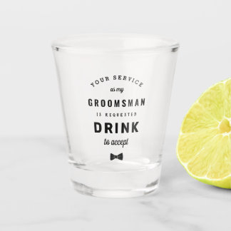 Verre A Shot Boire pour accepter la proposition de Groomsman