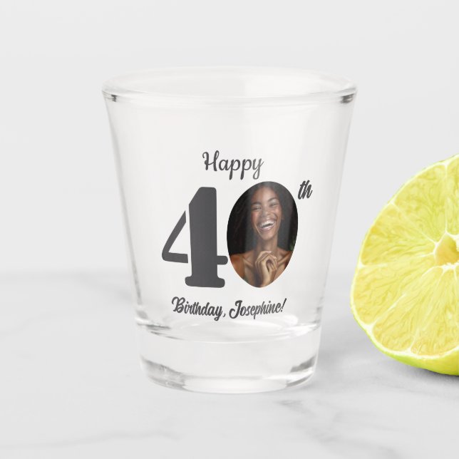 Verre A Shot Bold Happy 40th Birthday Photo (Devant)