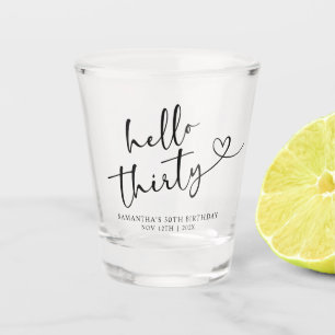 Verre A Shot Bonjour 30 ans Anniversaire Moderne Noir et Blanc