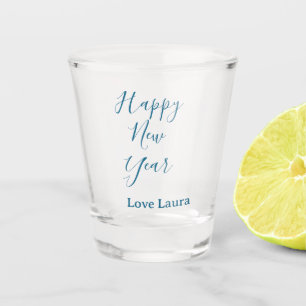Verre A Shot Bonne nouvelle année ajouter nom amour bleu simple