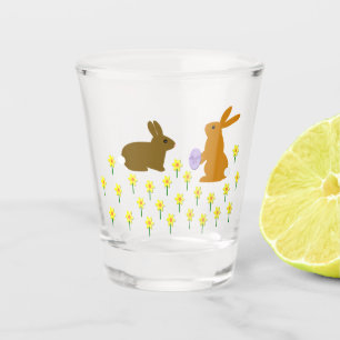 Verre A Shot Bonnets de Pâques et jonquilles