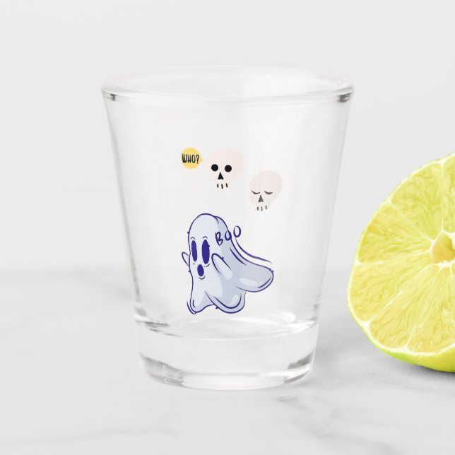 Verre A Shot Boo Ghost UK 31 Éffrayant USA Crâne Octobre Hallow (Devant)