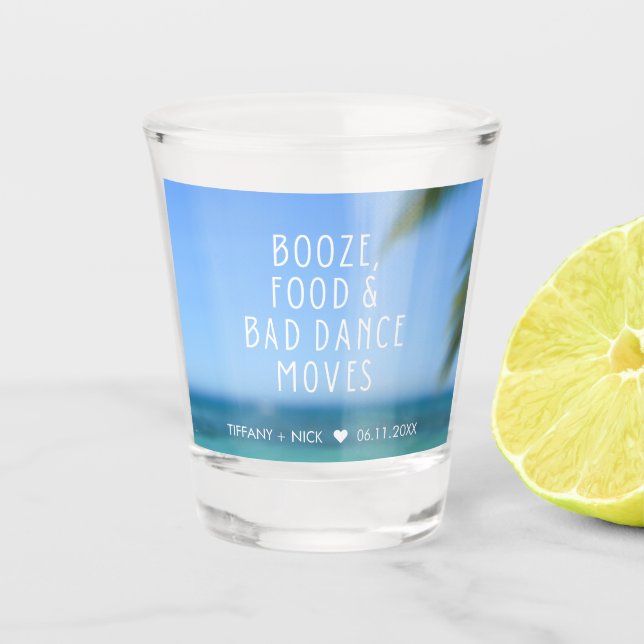 Verre A Shot Booze Nourriture Mauvaise Danse Plage Mariage Favo (Devant)