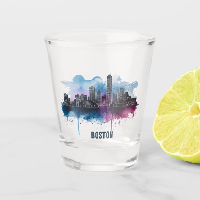 Verre A Shot Boston City Skyline, Boston Ma Skyline (Devant)