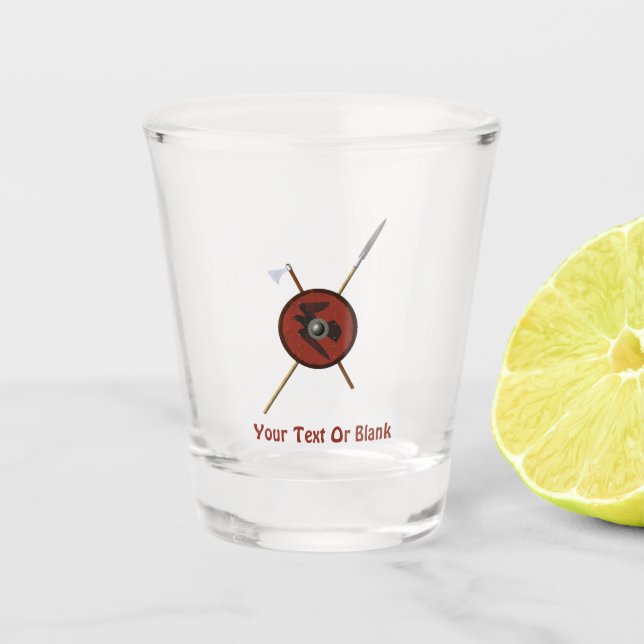 Verre A Shot Bouclier Et Armes De Corbeau Viking (Devant)