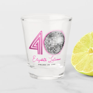 Verre A Shot Boule de Disco Rose Néon Noir Quarantième 40e Anni