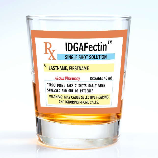 Verre A Shot Bouteille d'ordonnance Gag amusant cadeau (Prescription Bottle Funny Gag Gift Shot Glass
)