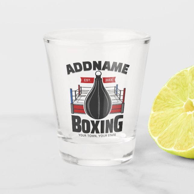 Verre A Shot Boxe Anneau AJOUTER NOM Boxer Gym Speed Sac (Devant)