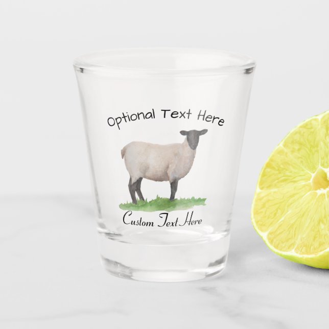 Verre A Shot Brebis de moutons du Suffolk d'aquarelle (Devant)