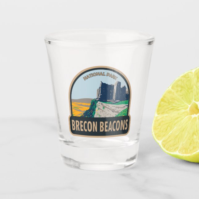 Verre A Shot Brecon Beacons Parc national Pays de Galles Vintag (Devant)