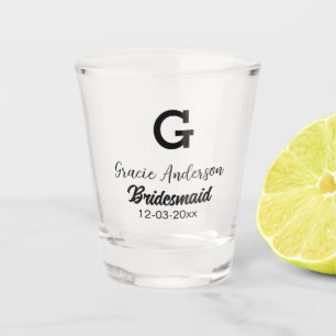 Verre A Shot Bridesmaid ajouter nom monogramme simple minimal m