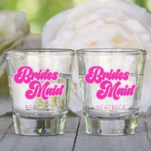 Verre A Shot Bridesmaid Bubblegum Rose Retro Nom personnalisé