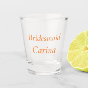 Verre A Shot Bridesmaid Orange Nom personnalisé Cadeaux Mariage