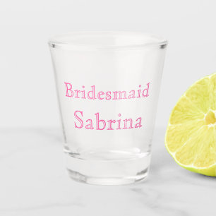 Verre A Shot Bridesmaid Rose Nom personnalisé Cadeaux Mariage T