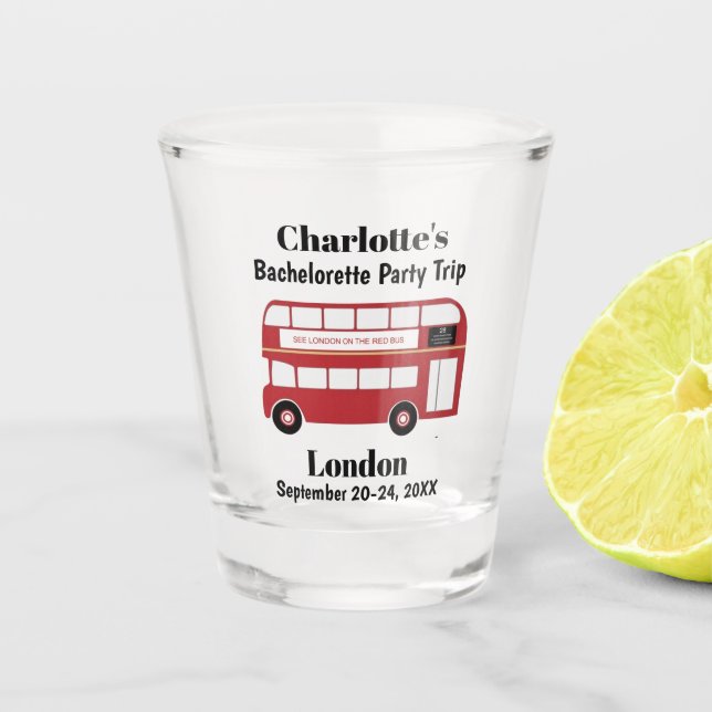 Verre A Shot Bus Rouge Londres Angleterre Faveur de l'Enterreme (Devant)