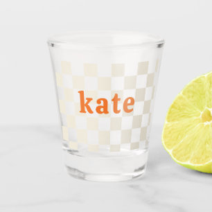 Verre A Shot Cadeau d'anniversaire personnalisé à damier pour u