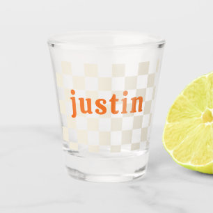 Verre A Shot Cadeau d'anniversaire personnalisé à damier pour u