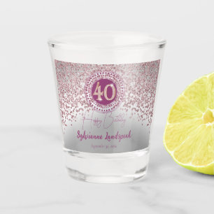 Verre A Shot Cadeau de 40e anniversaire paillettes argent chic