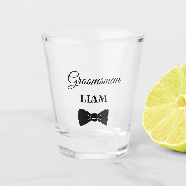 Verre A Shot Cadeau de garçon d'honneur moderne noeud papillon  (Devant)
