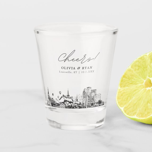 Verre A Shot Cadeau de mariage personnalisé à Louisville Tchin- (Devant)