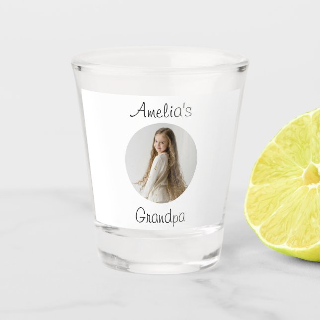 Verre A Shot Cadeau grand-père personnalisé - Visage grand-enfa (Devant)