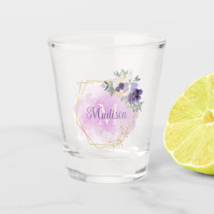 Verre A Shot Cadre géométrique or - Fleurs violettes et roses p