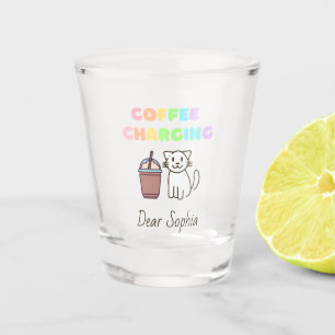 Verre A Shot Café et chat arc-en-ciel coloré 