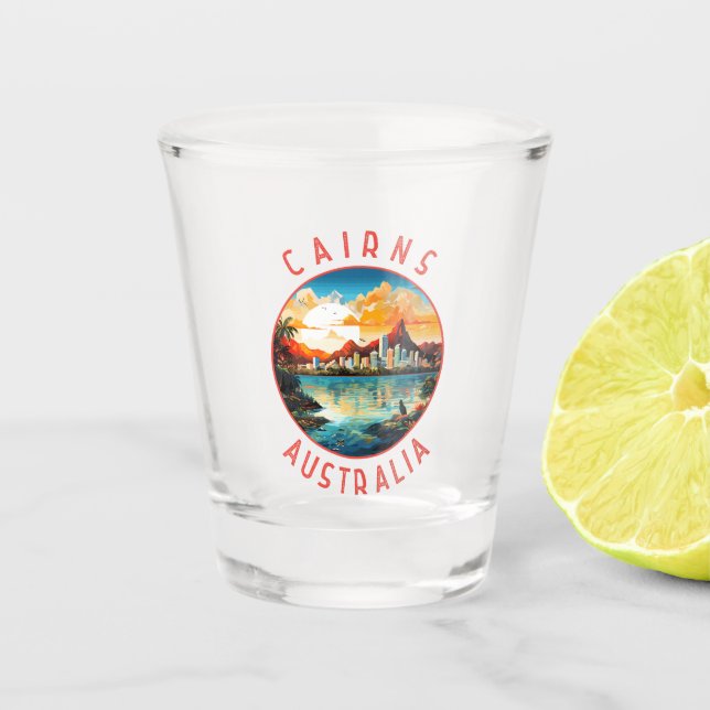 Verre A Shot Cairns Australia Retro Cercle en détresse (Devant)