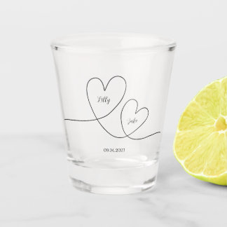 Verre A Shot Calligraphie du coeur noir moderne Mariage de scri