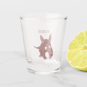 Verre A Shot Caricature amusante de Aardvark