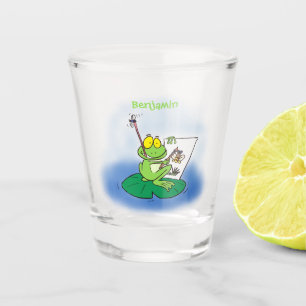 Verre A Shot Caricature amusante de grenouille verte