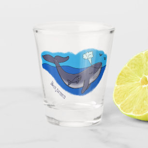 Verre A Shot Caricature de baleine mignonne et de baleine de ve