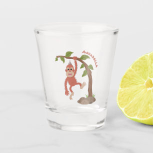 Verre A Shot Caricature de bébé orangoutan joyeux